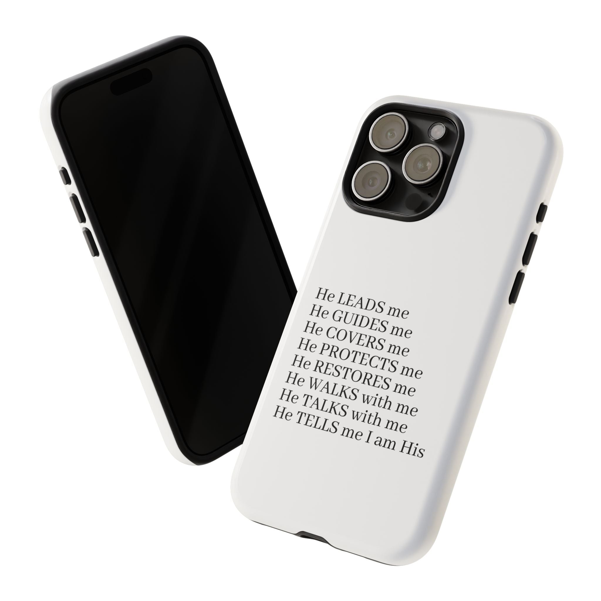 Christian Faith iPhone Case — "He Leads Me" Inspirational Phone Cover