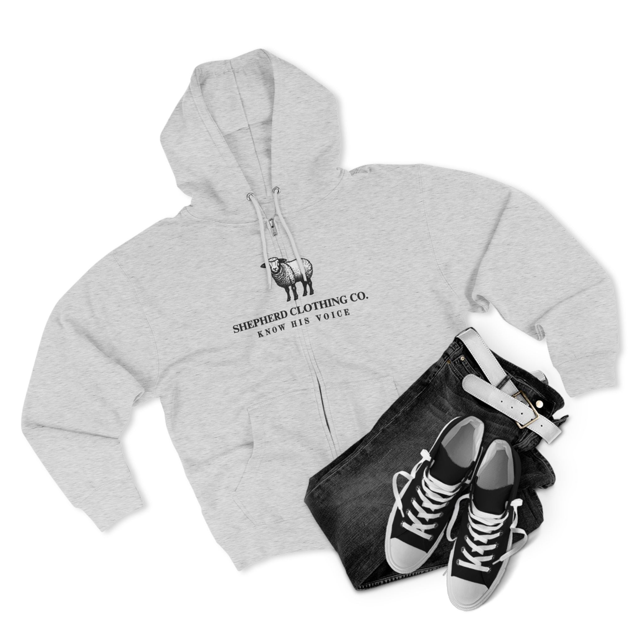 Shepherd Clothing Co. Zip Hoodie — Know His Voice | Lamb Logo Zip-Up Hoodie
