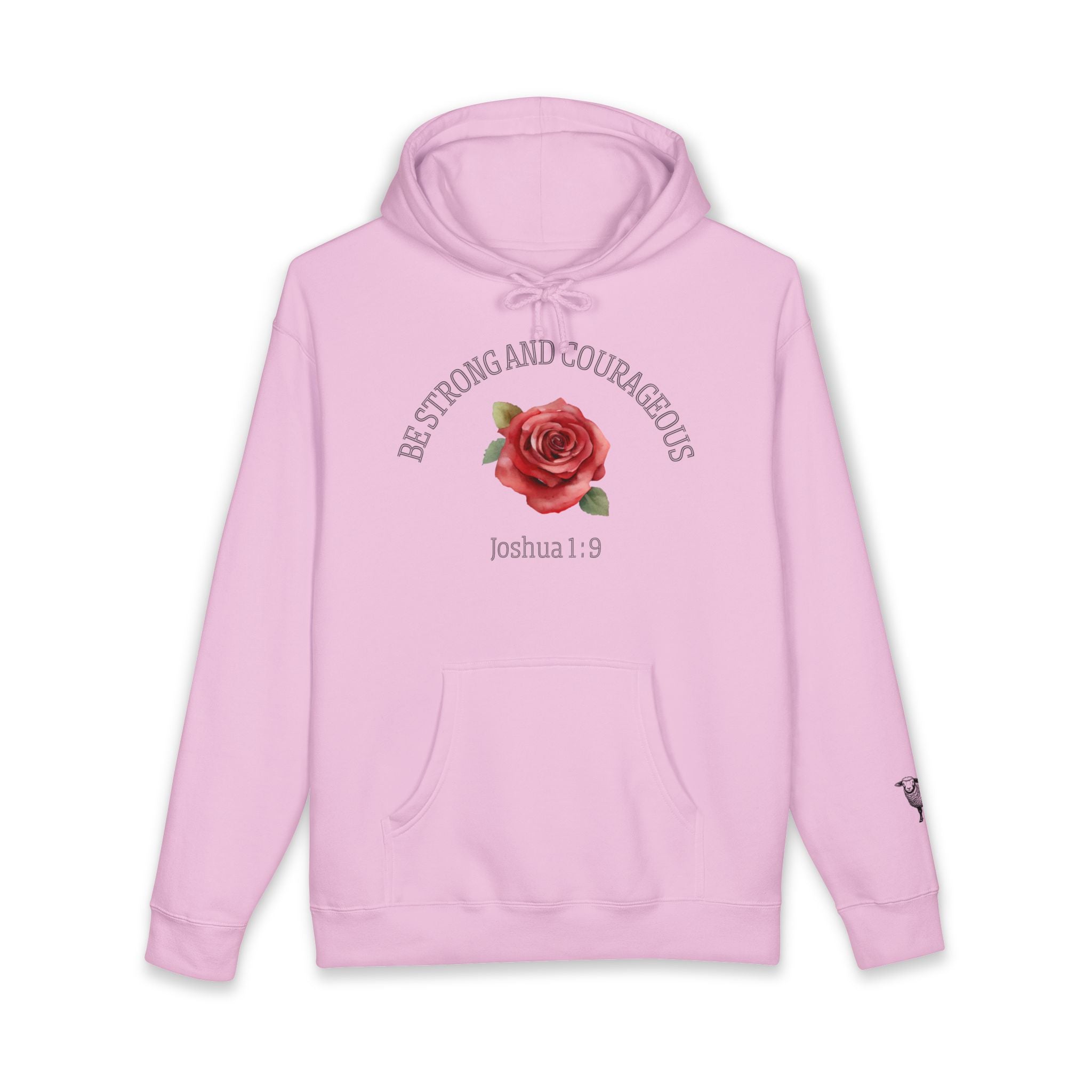 Be Strong and Courageous Hoodie – Joshua 1:9 Floral Rose Christian Sweatshirt