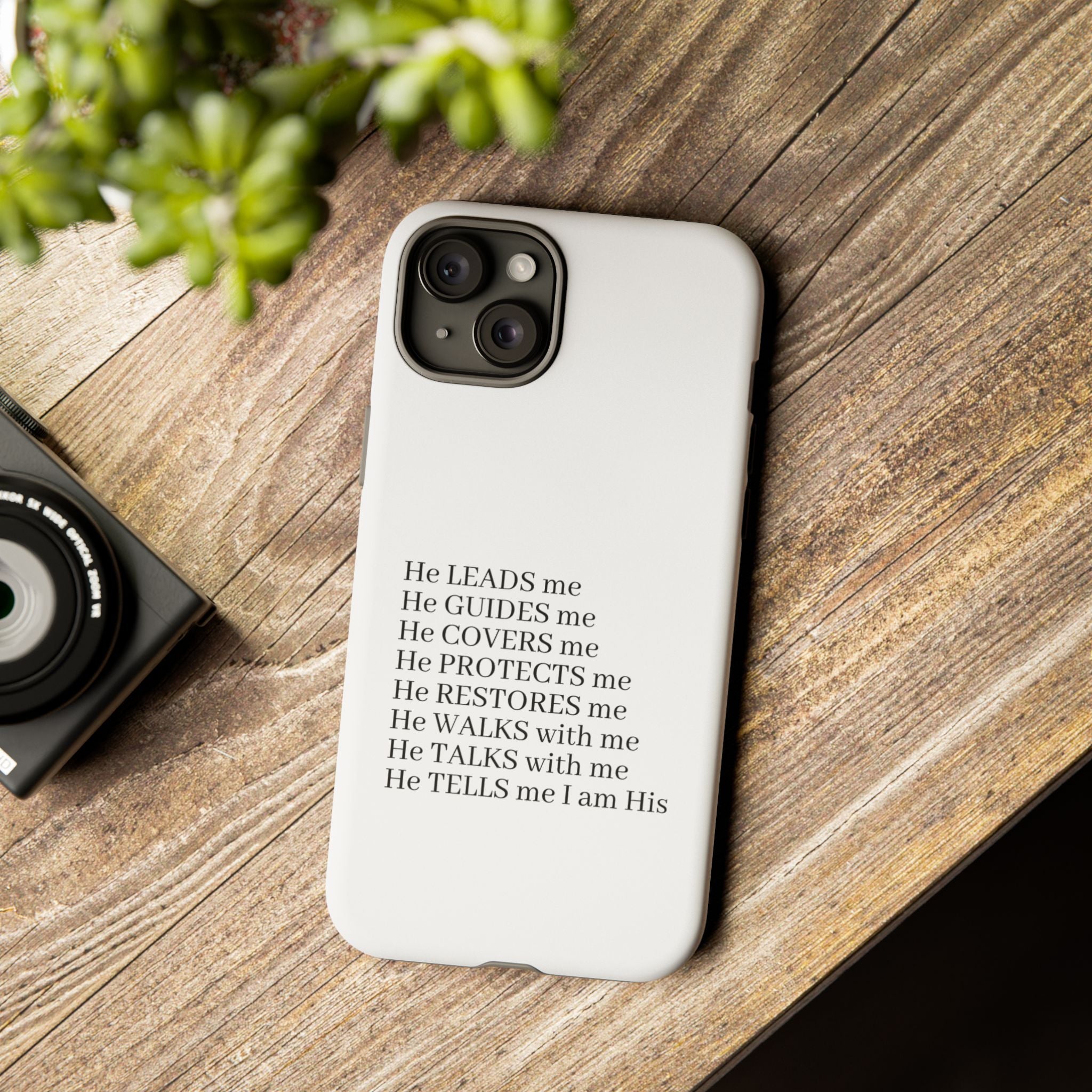 Christian Faith iPhone Case — "He Leads Me" Inspirational Phone Cover