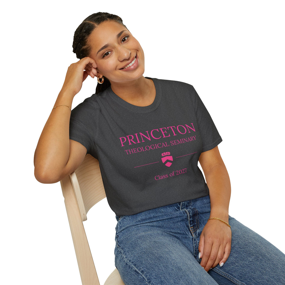 Princeton Theological Seminary Class of 2027 T-Shirt (Pink Lettering for AKA's)