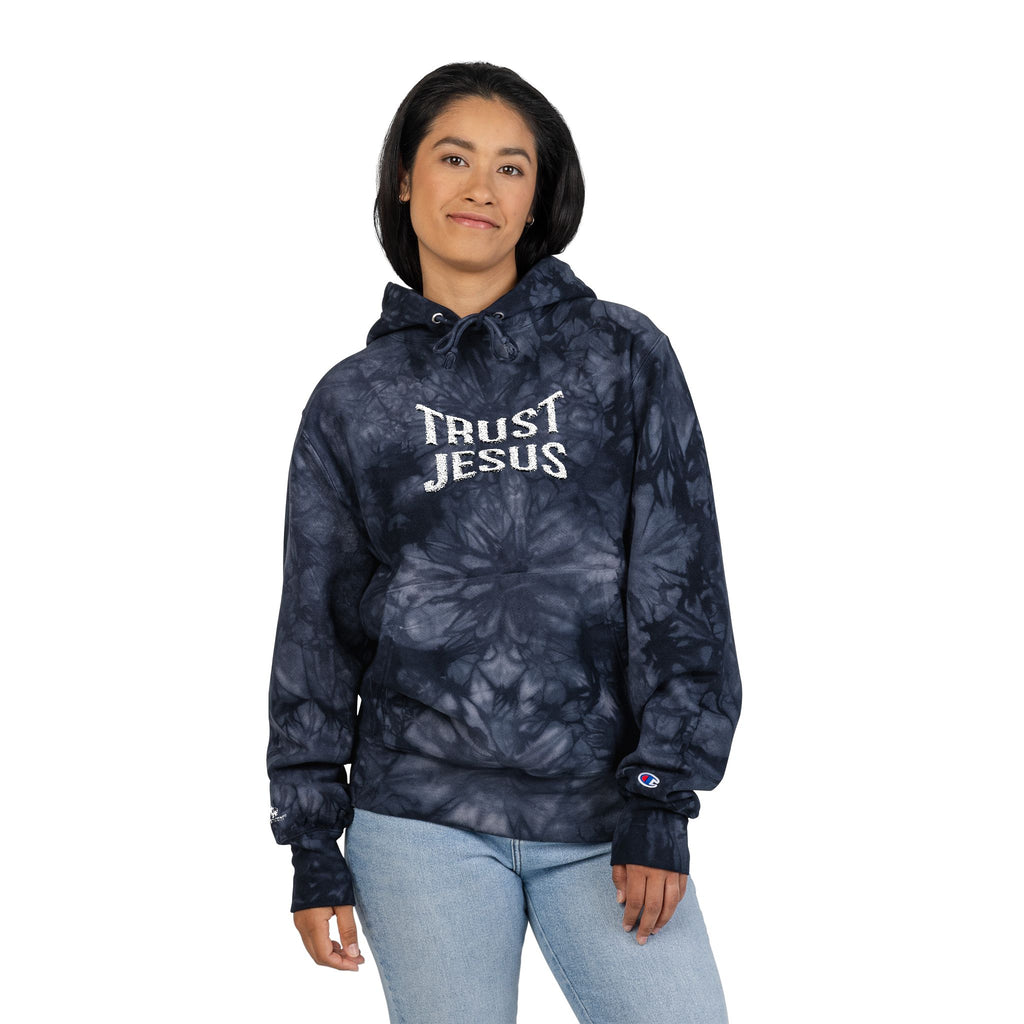 Trust Jesus Embroidered Tie-Dye Hoodie