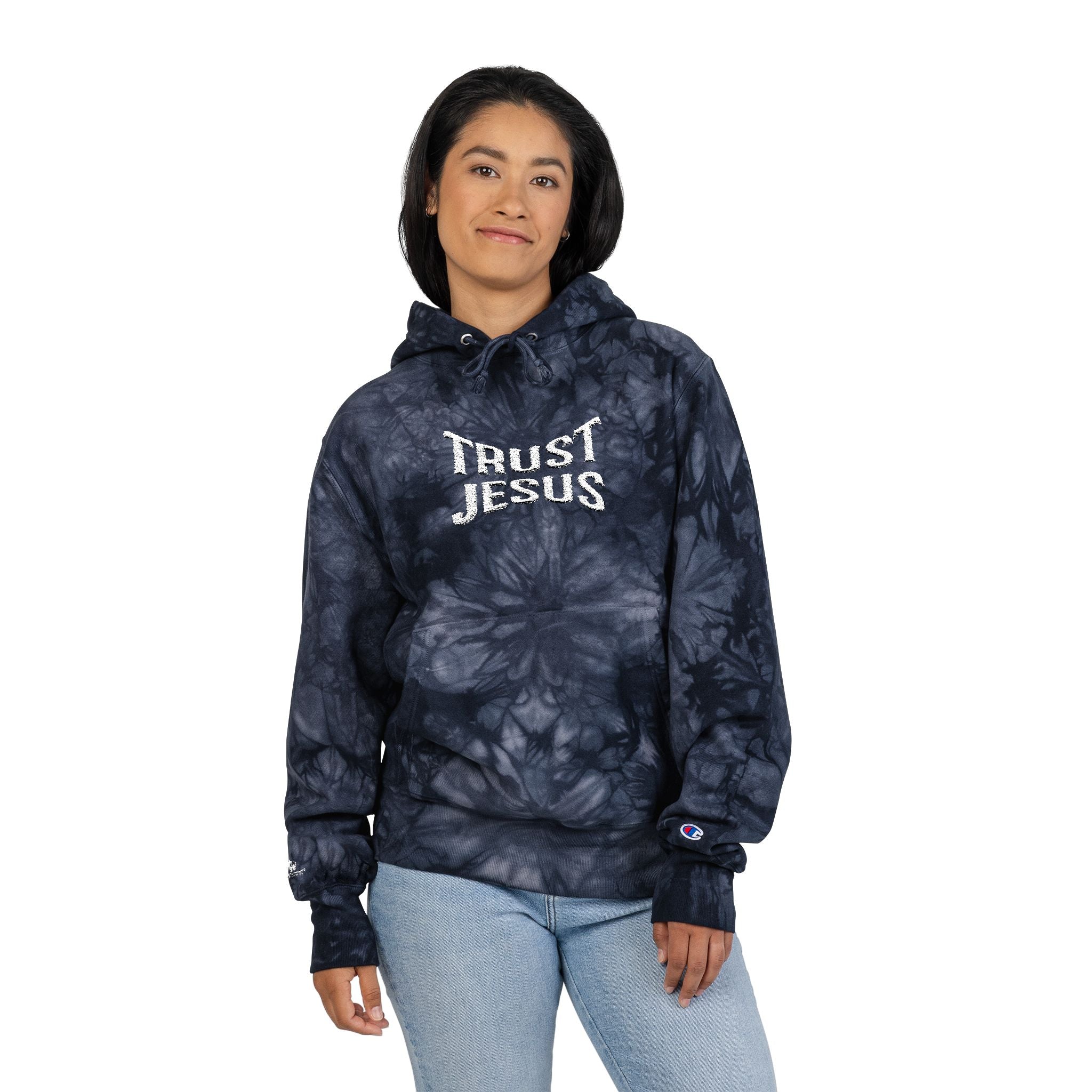 Trust Jesus Embroidered Tie-Dye Hoodie