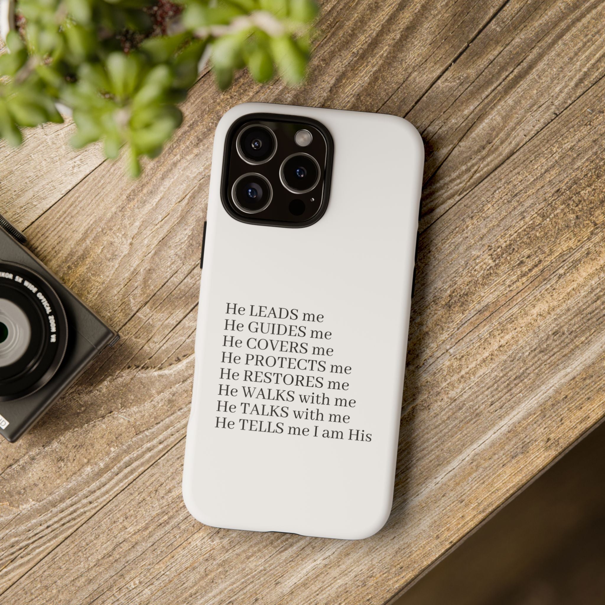 Christian Faith iPhone Case — "He Leads Me" Inspirational Phone Cover