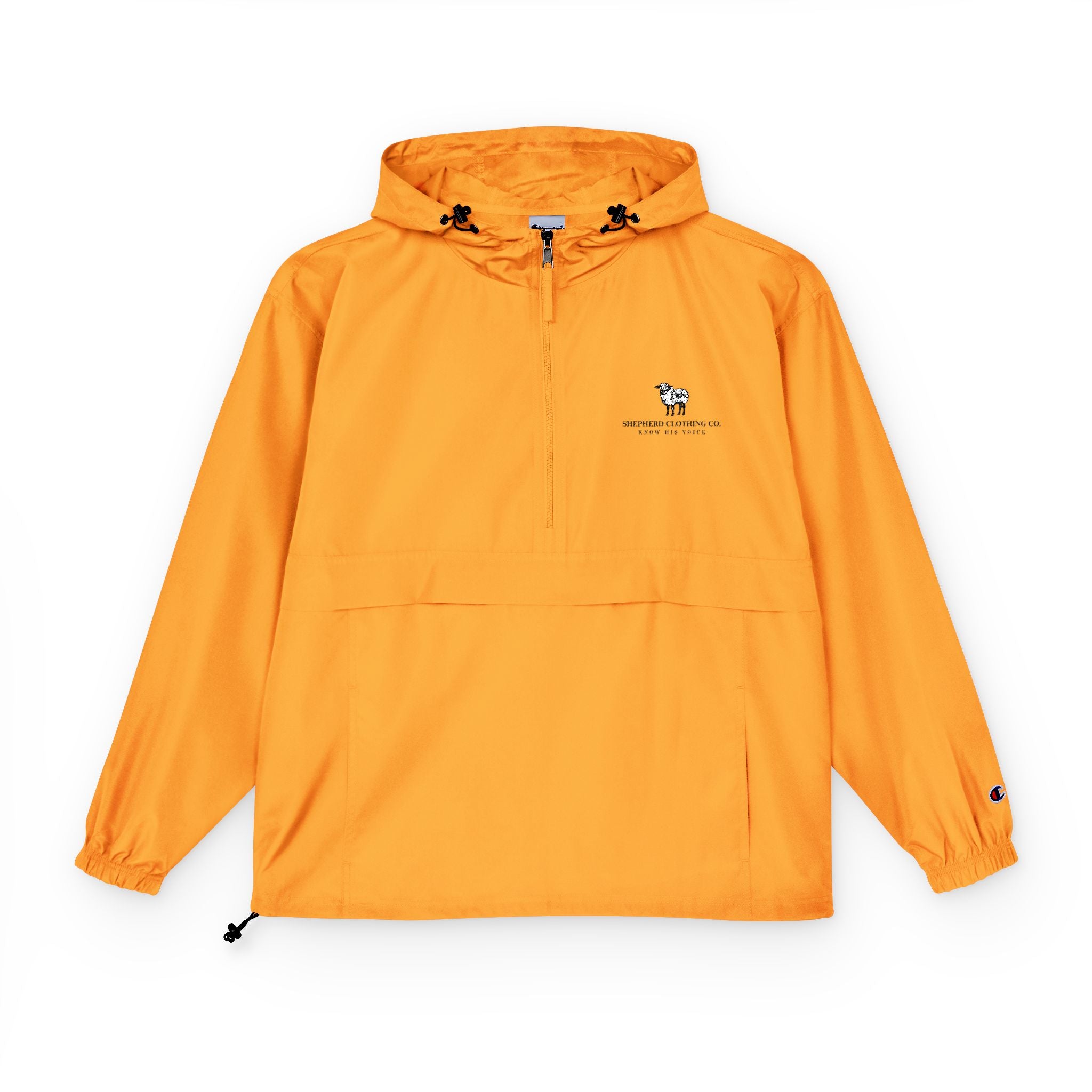 Packable Anorak Jacket — Light Blue Sheep Logo Windbreaker