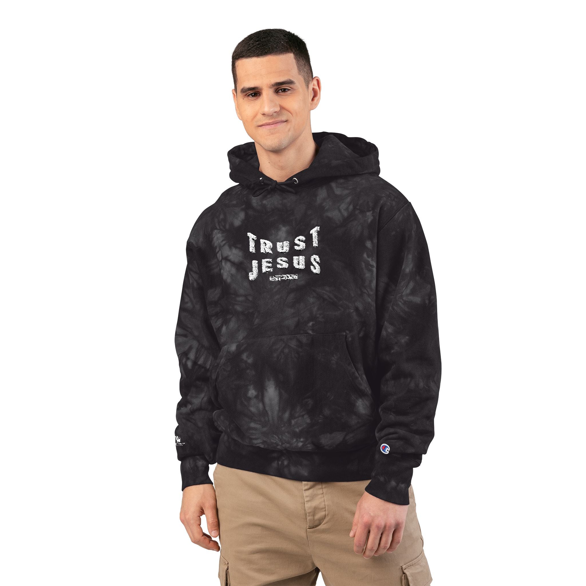 Trust Jesus Embroidered Tie-Dye Hoodie