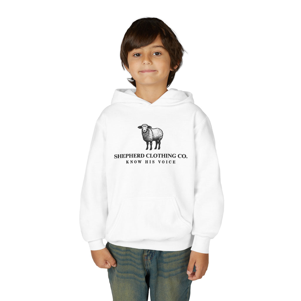 Youth Hoodie — Shepherd Clothing Co. 'Know His Voice' Lamb Graphic