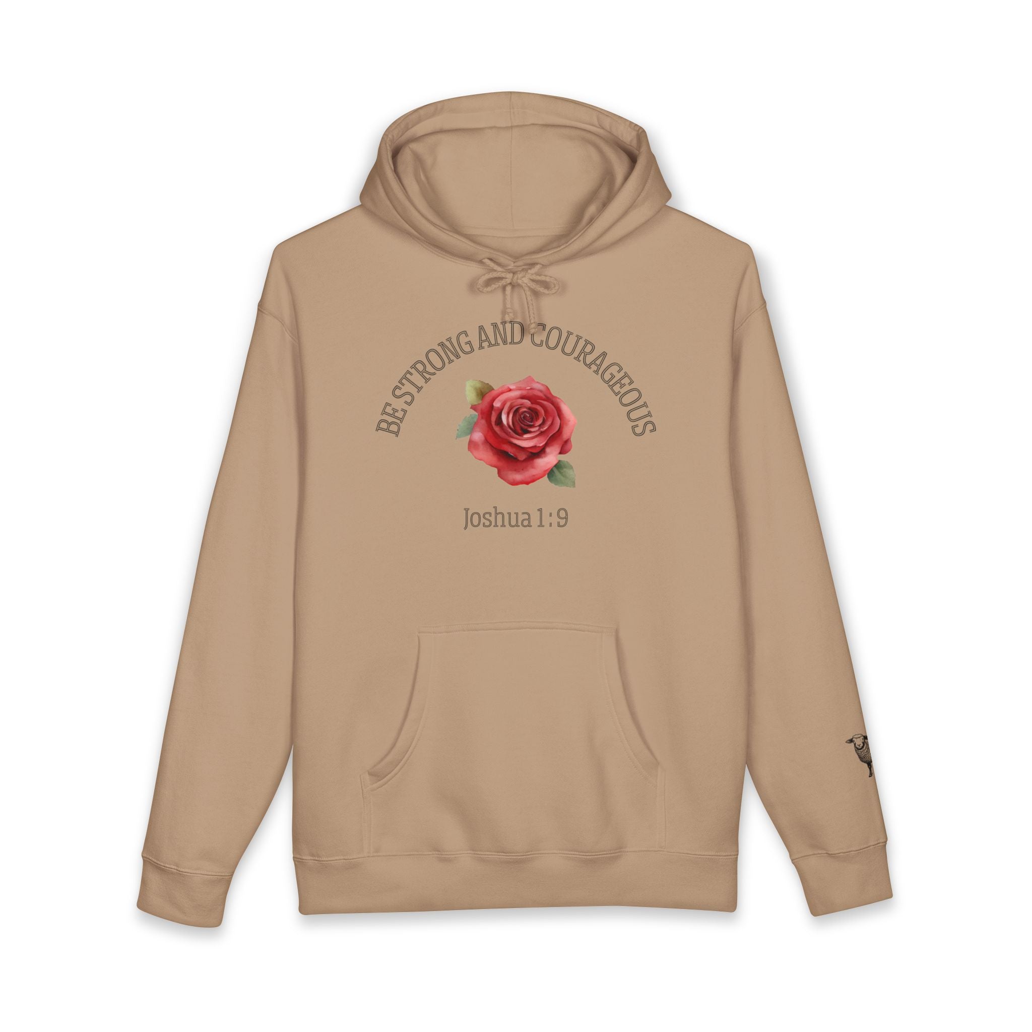Be Strong and Courageous Hoodie – Joshua 1:9 Floral Rose Christian Sweatshirt