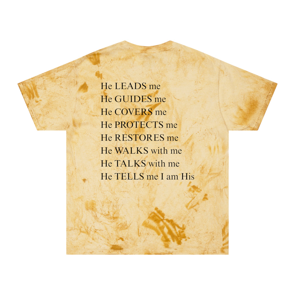 Christian Faith Tee — 'He Leads Me, He Guides Me' Tie-Dye T‑Shirt