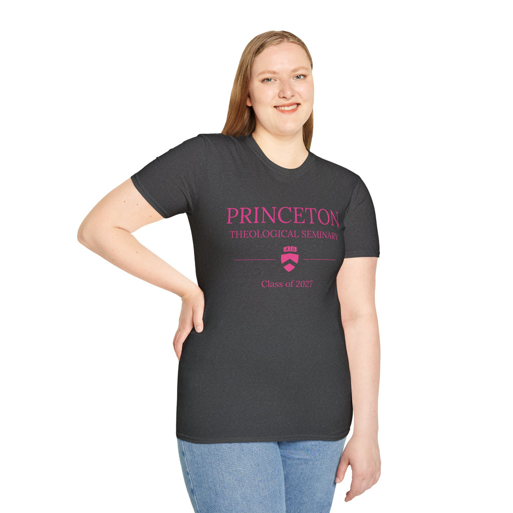 Princeton Theological Seminary Class of 2027 T-Shirt (Pink Lettering for AKA's)