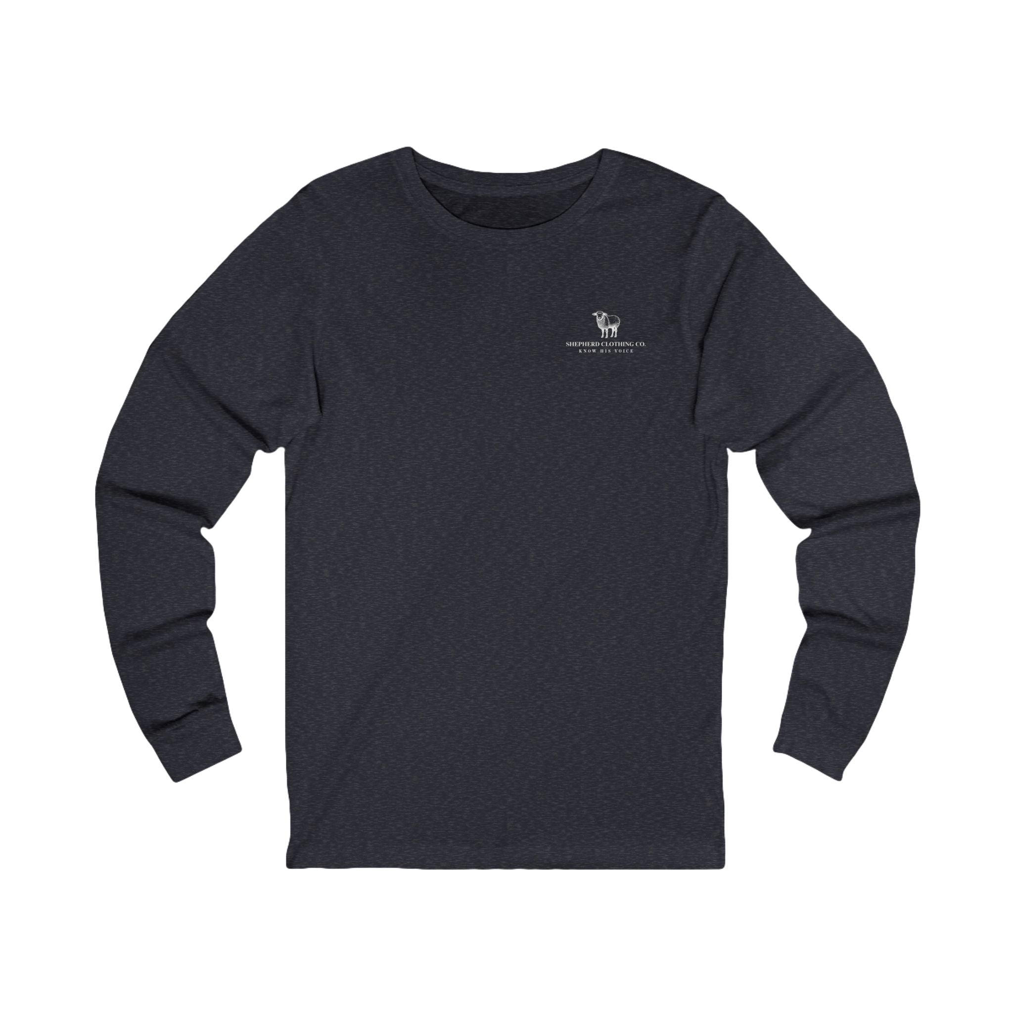 Long Sleeve Tee — 'Romans 8:28' Inspirational Christian Bible Verse Shirt
