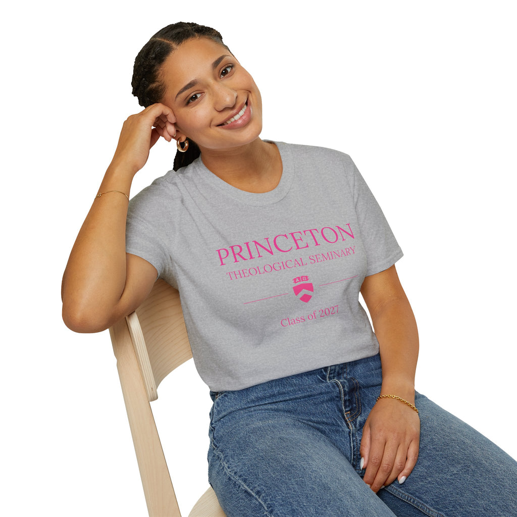 Princeton Theological Seminary Class of 2027 T-Shirt (Pink Lettering for AKA's)