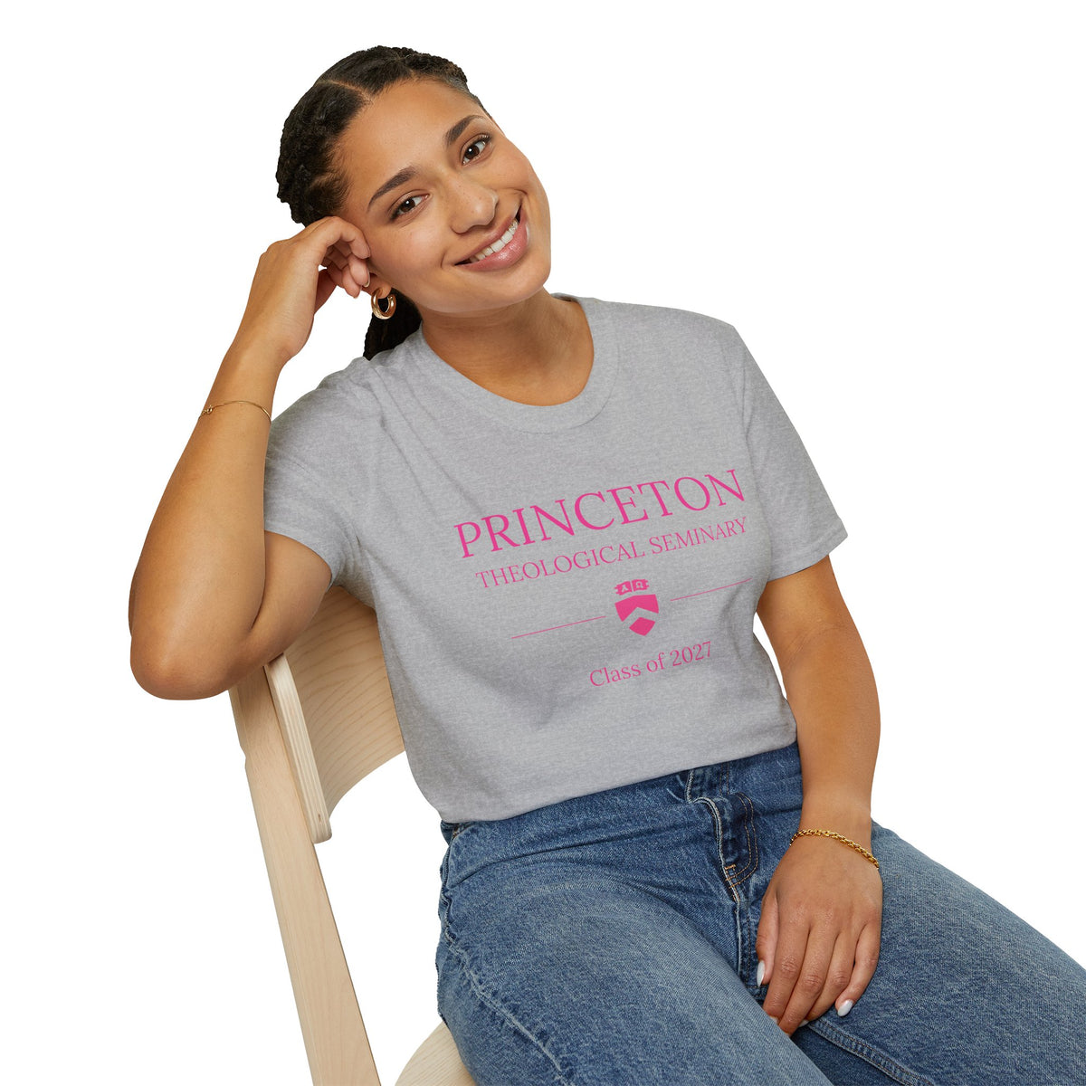 Princeton Theological Seminary Class of 2027 T-Shirt (Pink Lettering for AKA's)