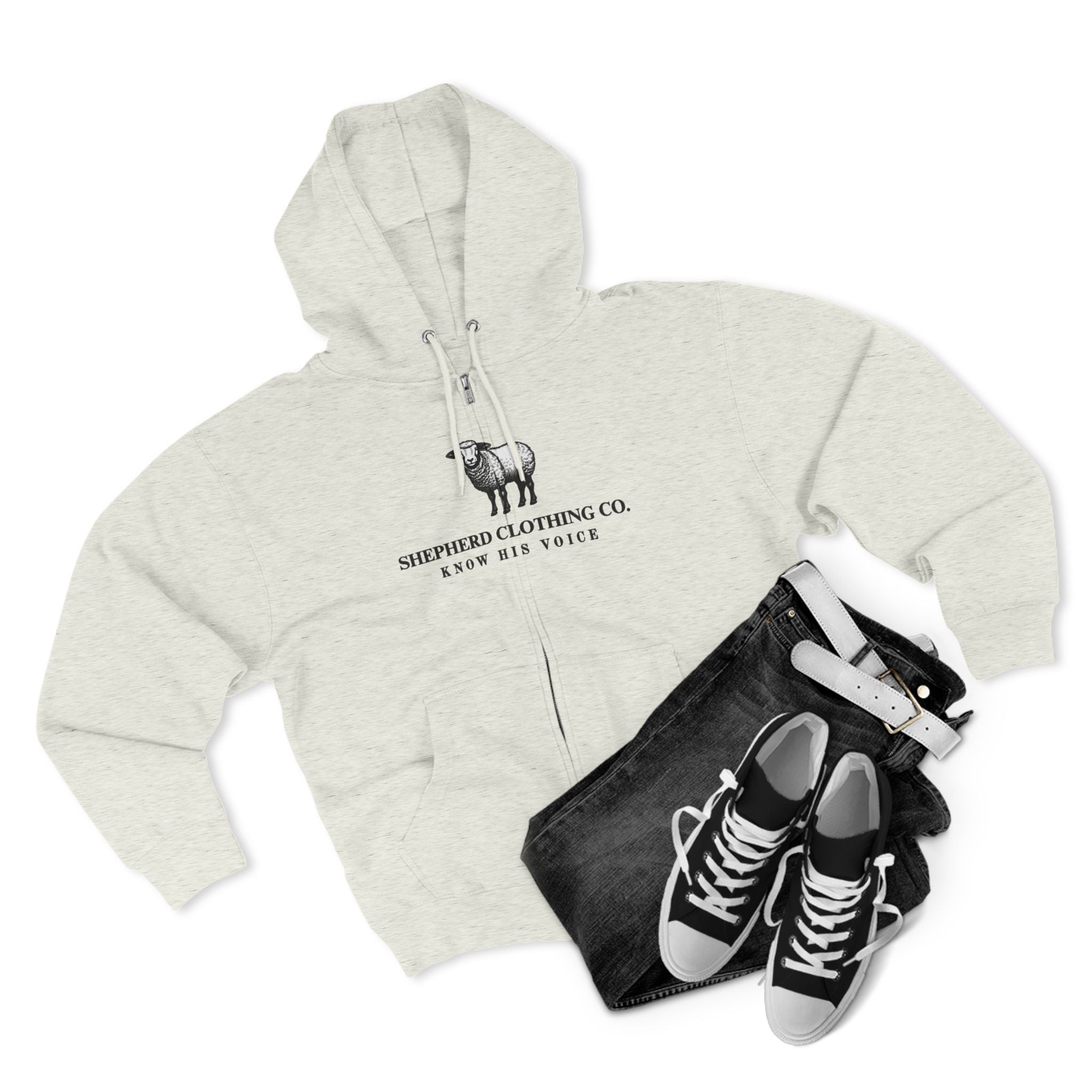 Shepherd Clothing Co. Zip Hoodie — Know His Voice | Lamb Logo Zip-Up Hoodie