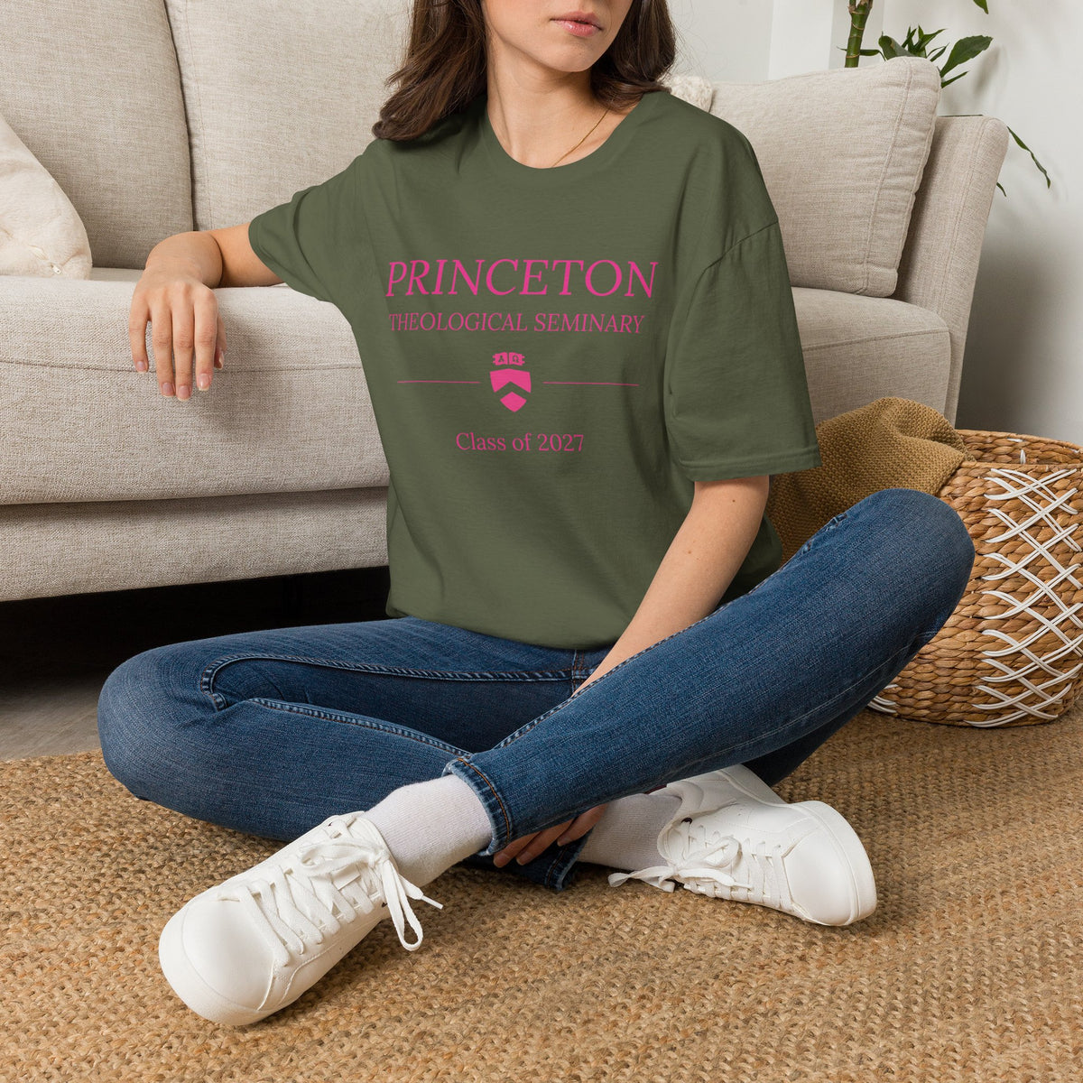 Princeton Theological Seminary Class of 2027 T-Shirt (Pink Lettering for AKA's)