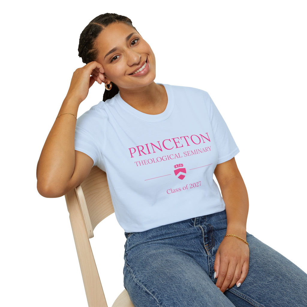 Princeton Theological Seminary Class of 2027 T-Shirt (Pink Lettering for AKA's)