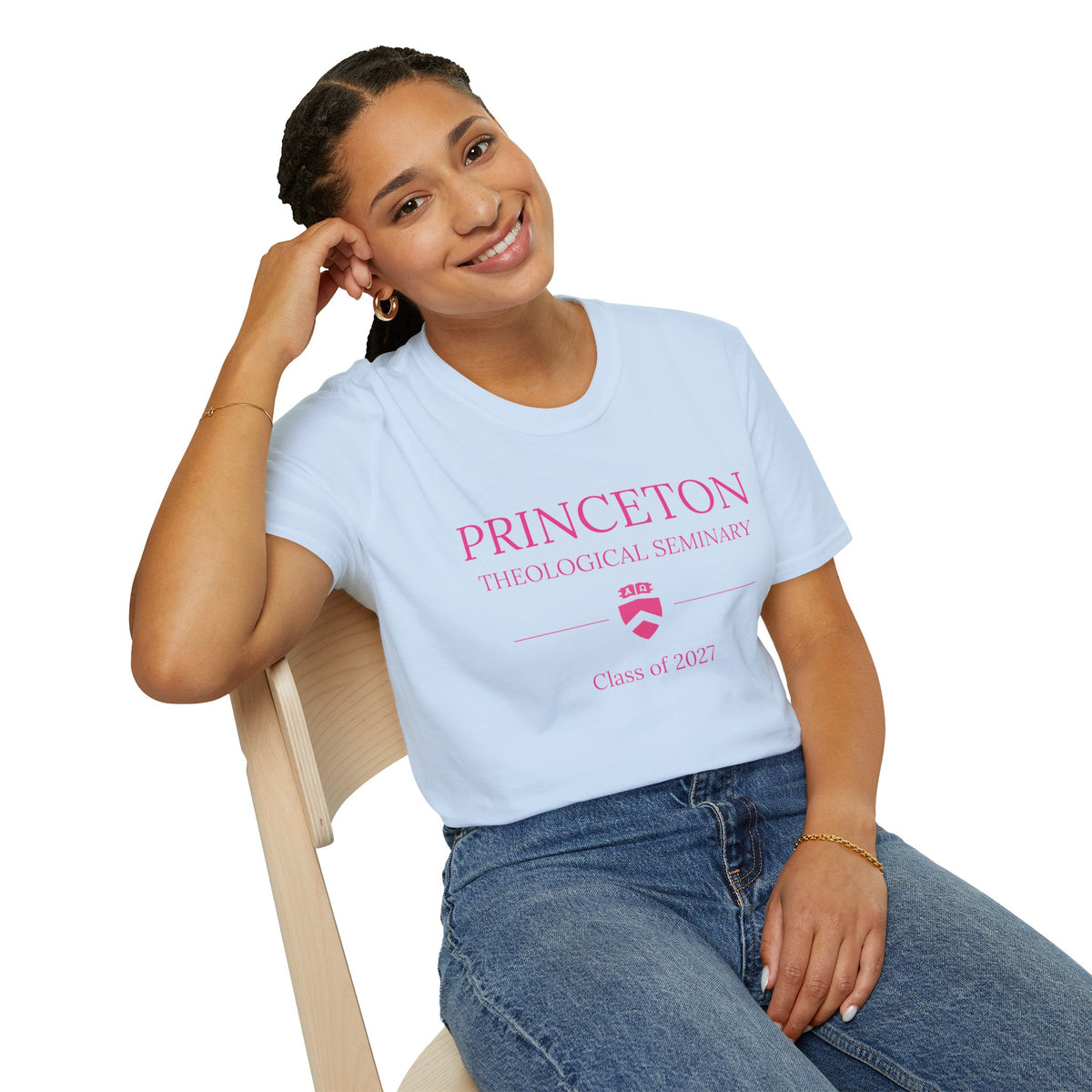 Princeton Theological Seminary Class of 2027 T-Shirt (Pink Lettering for AKA's)
