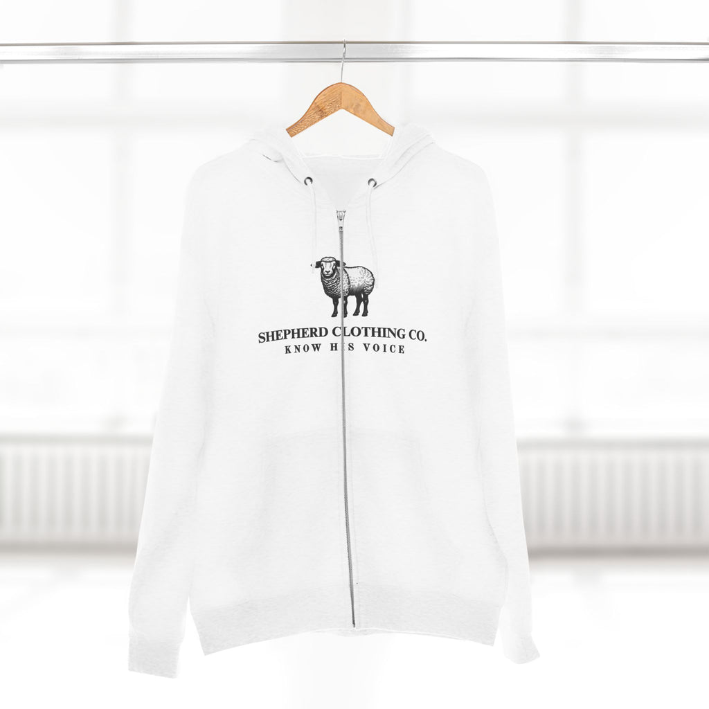 Shepherd Clothing Co. Zip Hoodie — Know His Voice | Lamb Logo Zip-Up Hoodie
