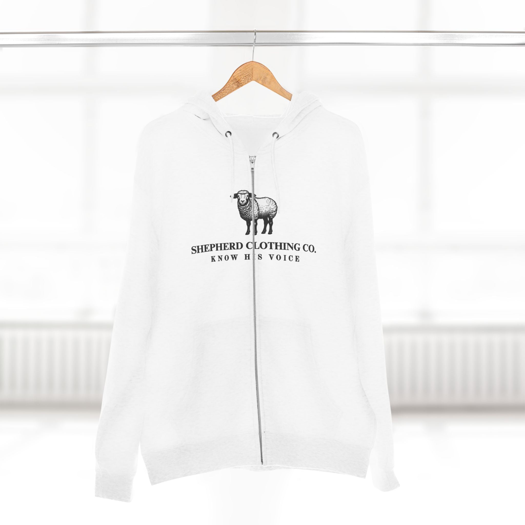 Shepherd Clothing Co. Zip Hoodie — Know His Voice | Lamb Logo Zip-Up Hoodie