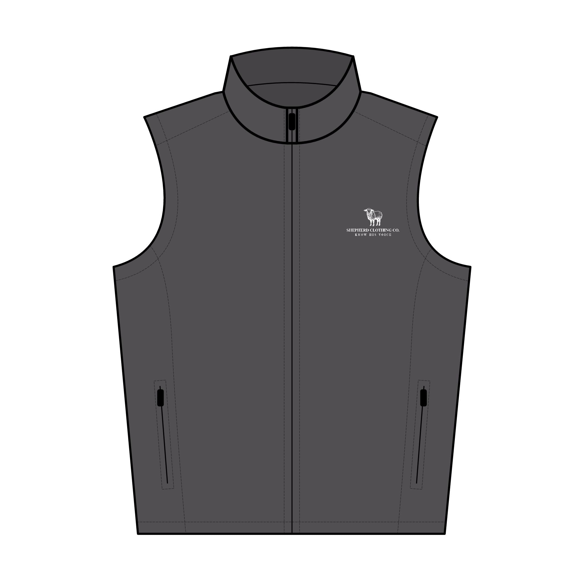 Men's Embroidered Soft Shell Vest — Lightweight Windproof Layer with Subtle Logo