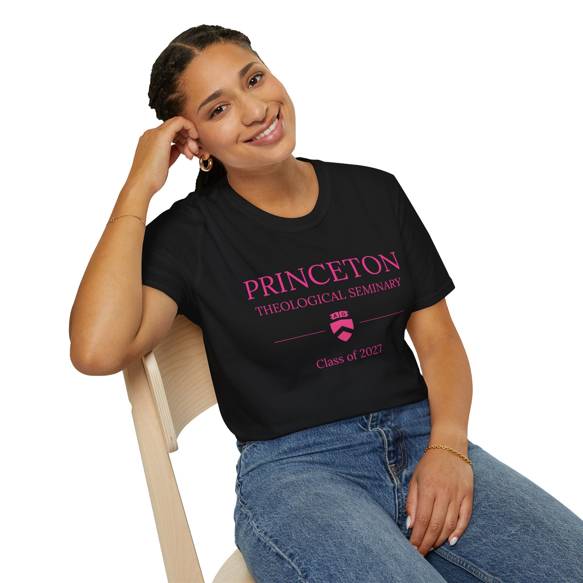 Princeton Theological Seminary Class of 2027 T-Shirt (Pink Lettering for AKA's)