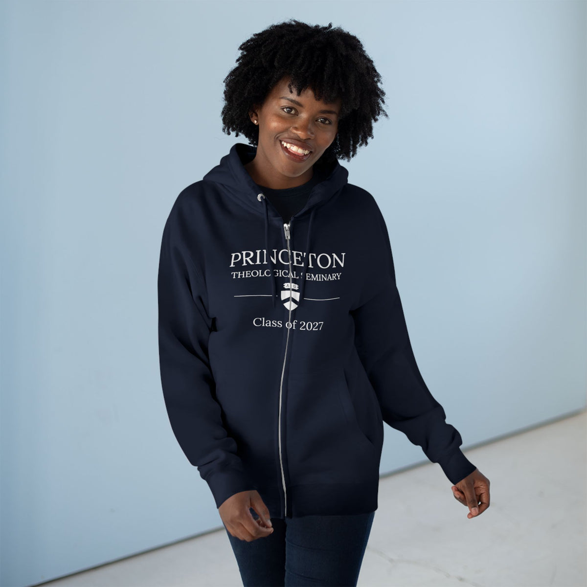 Princeton Theological Seminary Class of 2027 Zip Hoodie — Campus Chapel Illustration