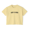 God Is Good Women's Boxy Tee — Faith-Based Casual Crop Top