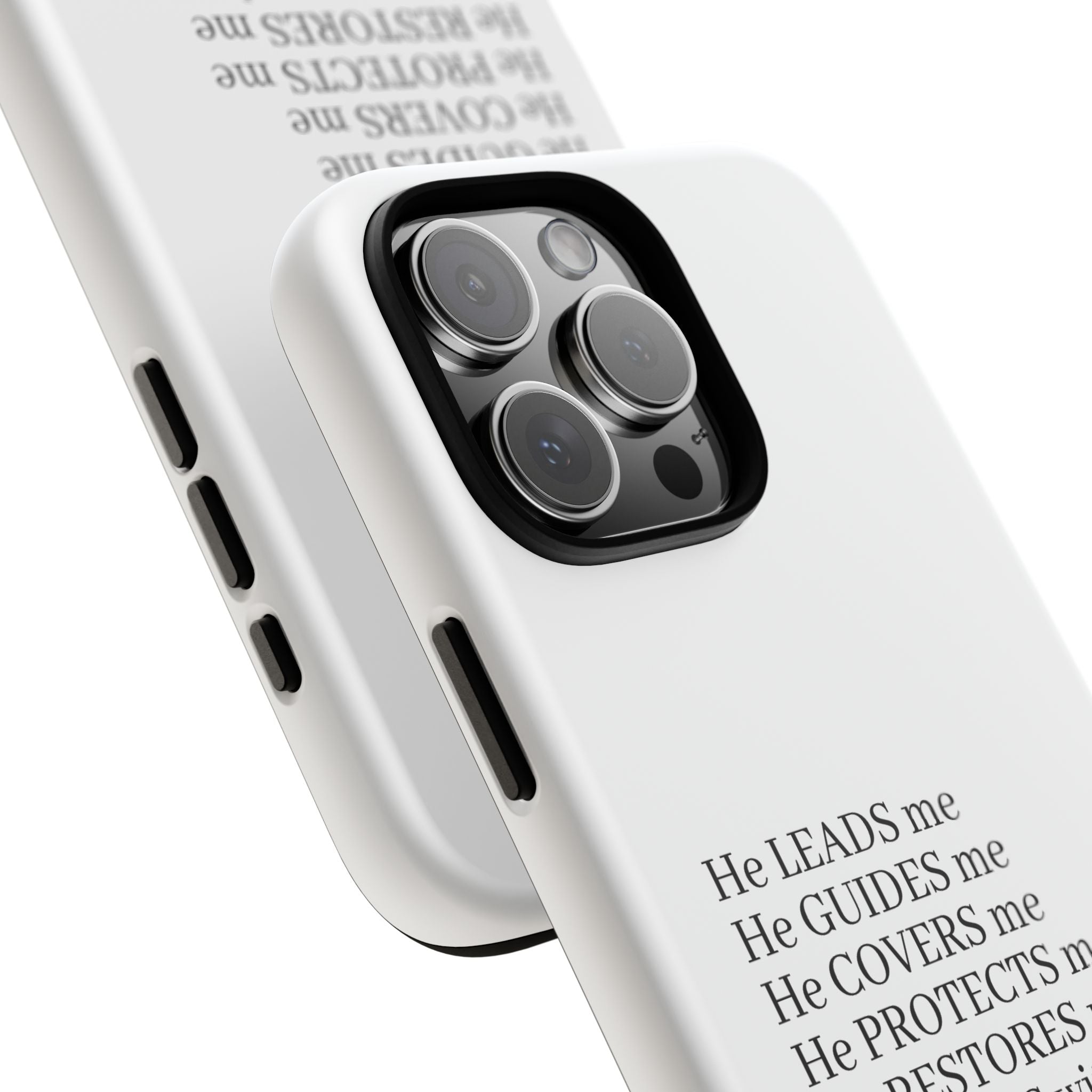 Christian Faith iPhone Case — "He Leads Me" Inspirational Phone Cover