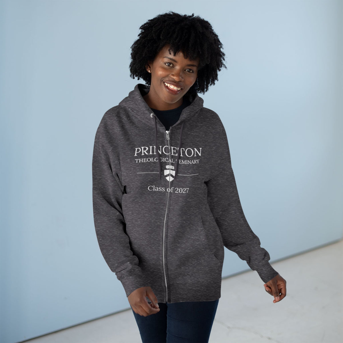 Princeton Theological Seminary Class of 2027 Zip Hoodie — Campus Chapel Illustration