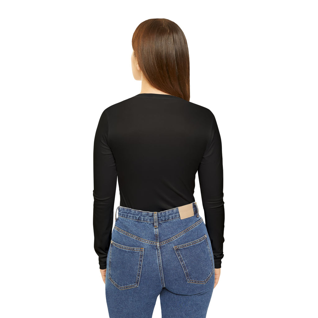 Women’s V-Neck Long Sleeve Shirt — "Be Strong and Courageous" Joshua 1:9 Rose Design (Black)