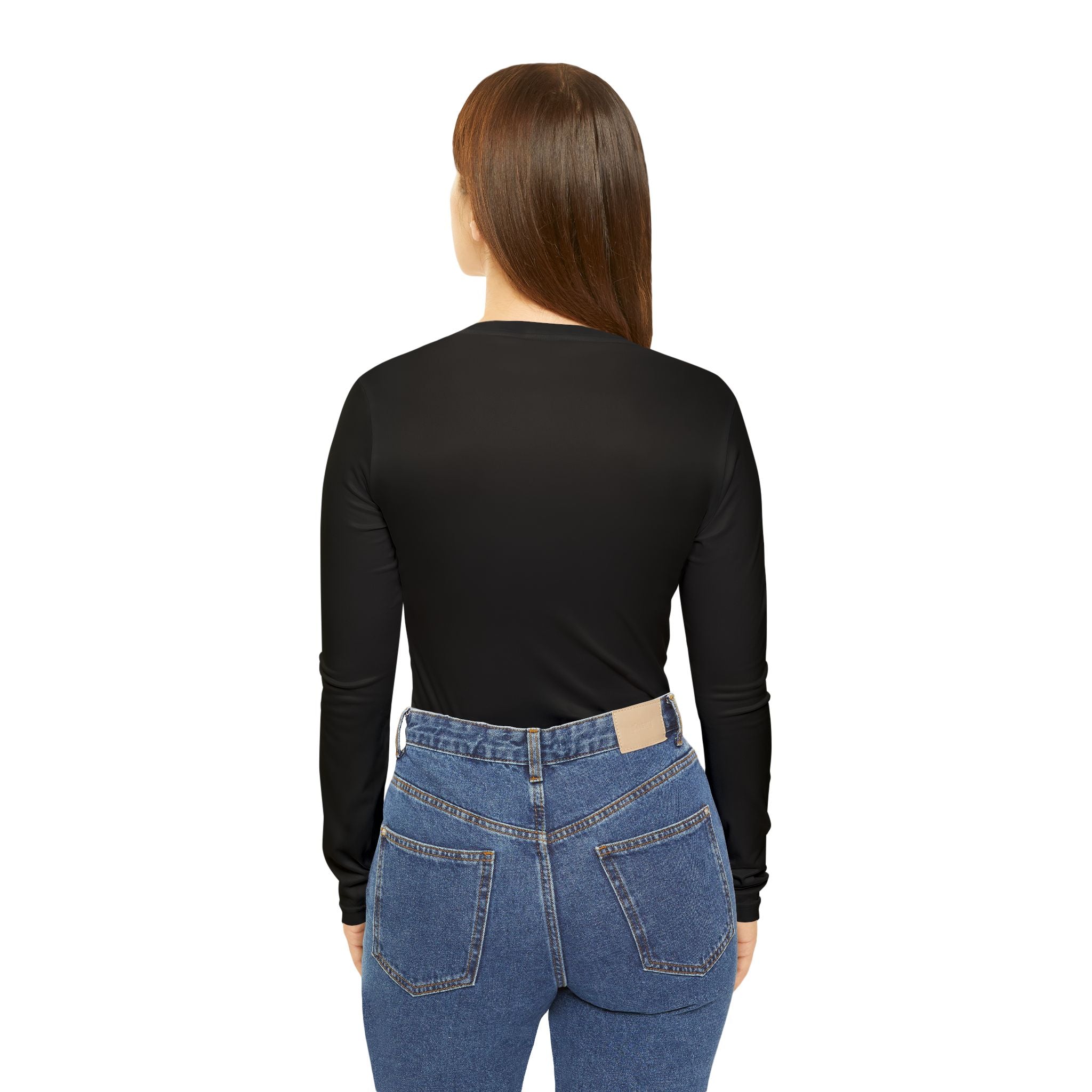 Women’s V-Neck Long Sleeve Shirt — "Be Strong and Courageous" Joshua 1:9 Rose Design (Black)