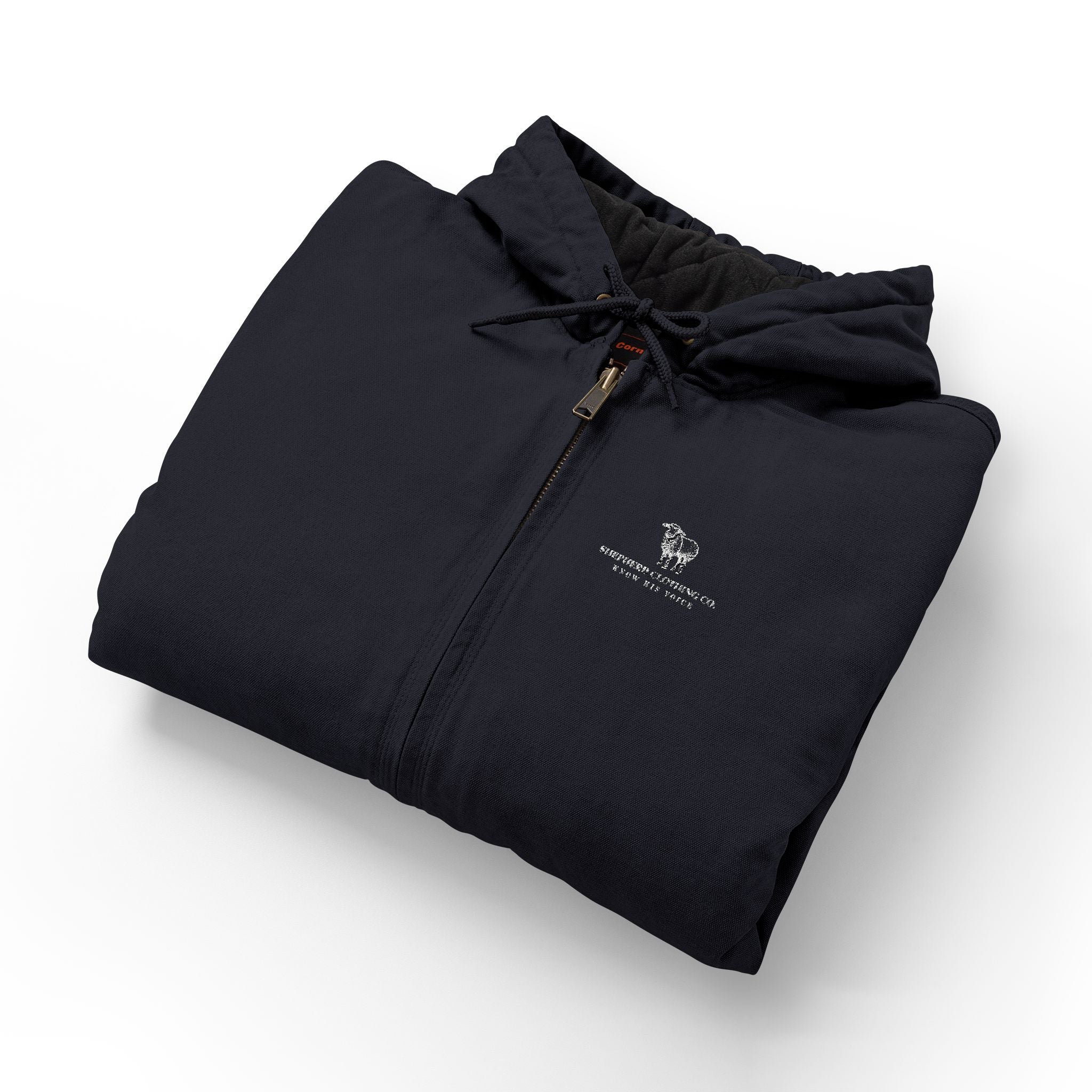 Duck Cloth Hooded Work Jacket - Embroidered Logo Heavy-Duty Workwear