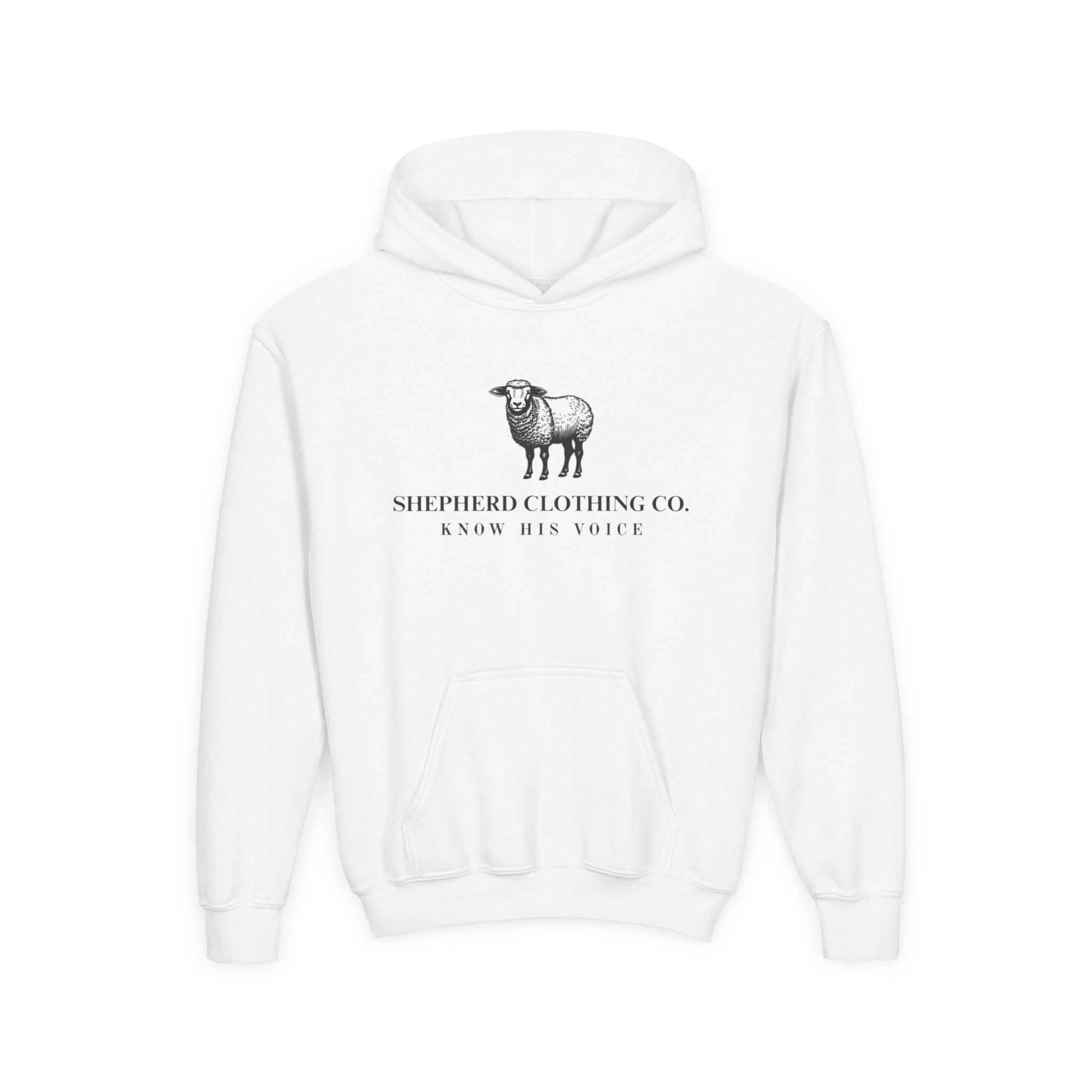 Youth Hoodie — Shepherd Clothing Co. 'Know His Voice' Lamb Graphic