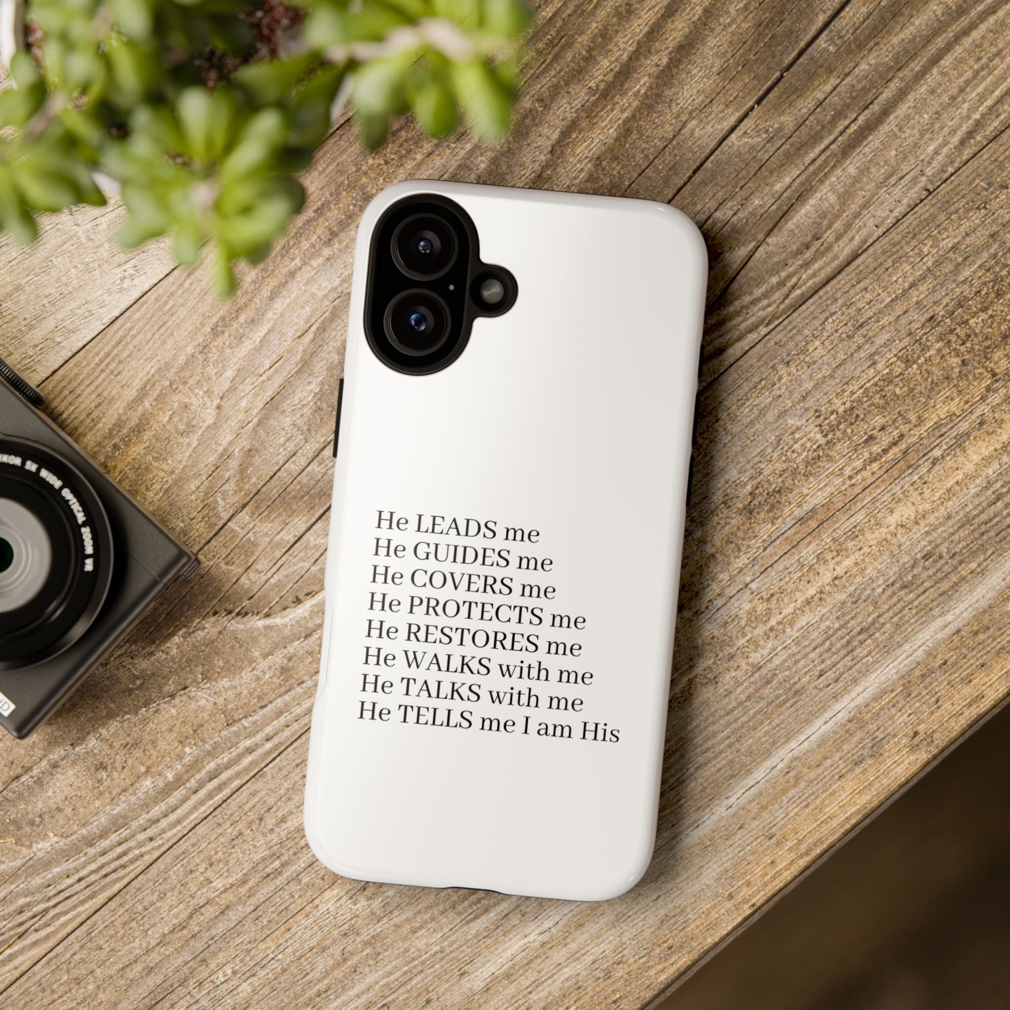 Christian Faith iPhone Case — "He Leads Me" Inspirational Phone Cover