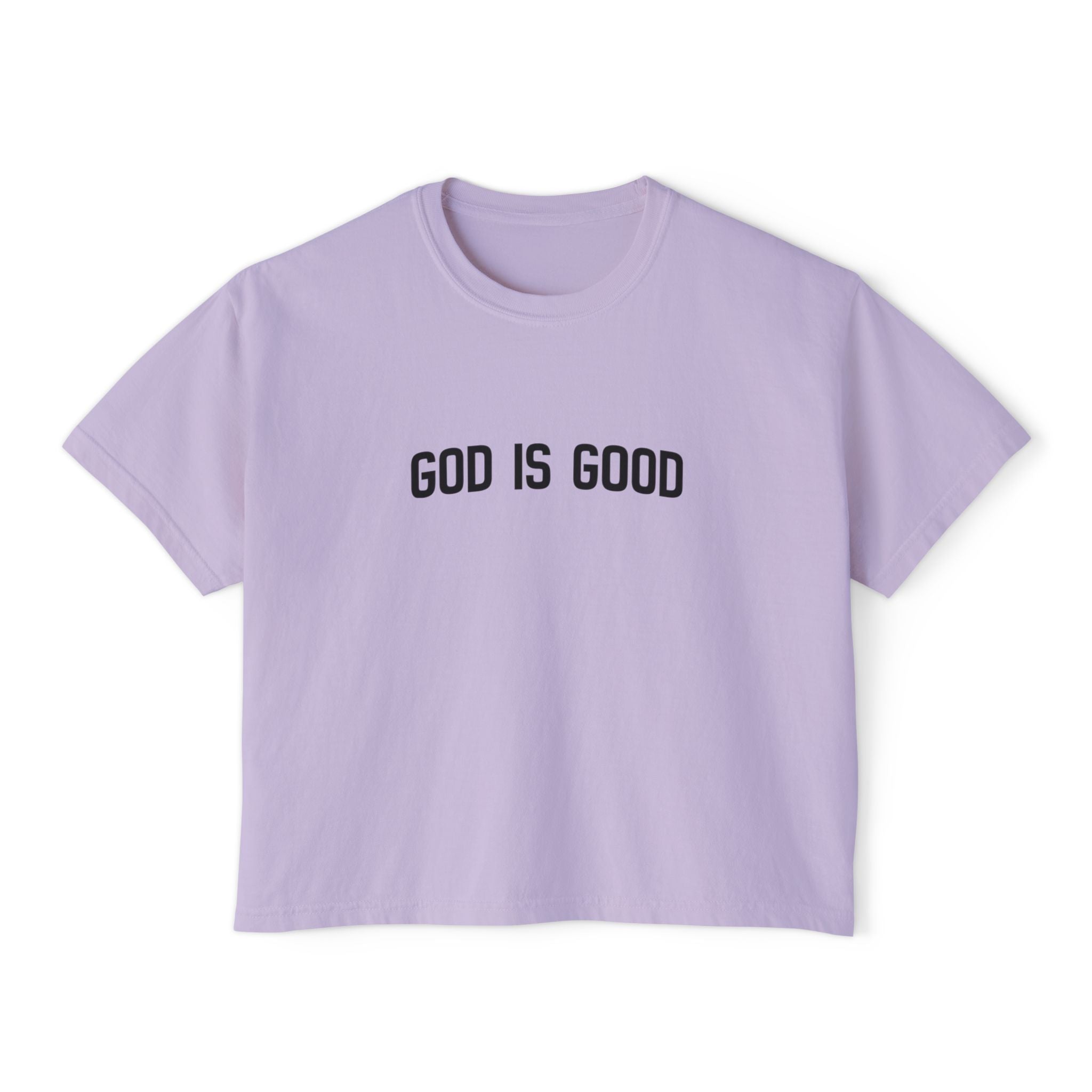 God Is Good Women's Boxy Tee — Faith-Based Casual Crop Top