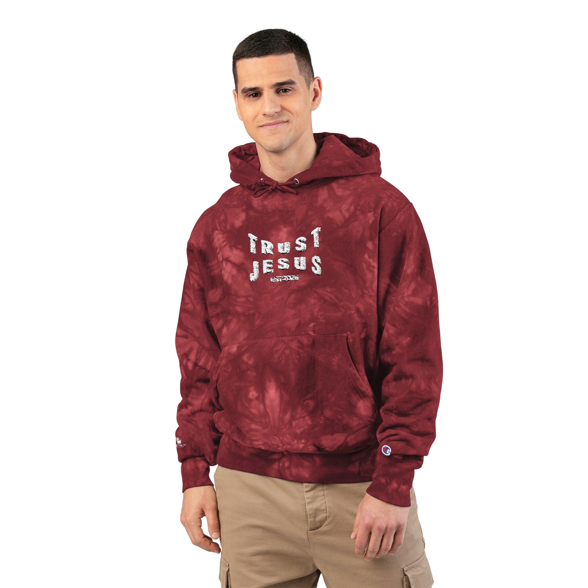 Trust Jesus Embroidered Tie-Dye Hoodie
