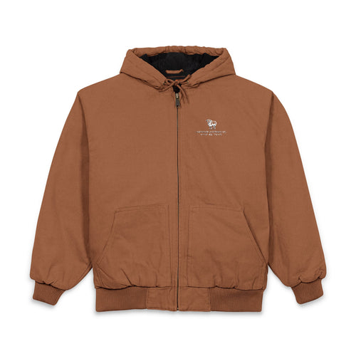 Duck Cloth Hooded Work Jacket - Embroidered Logo Heavy-Duty Workwear