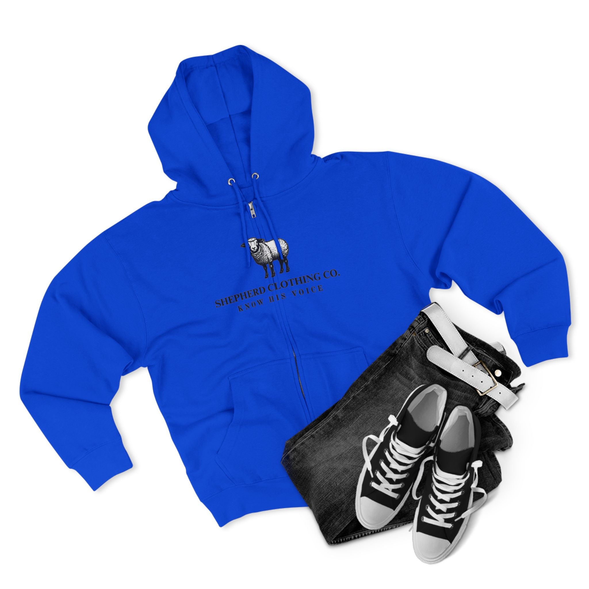 Shepherd Clothing Co. Zip Hoodie — Know His Voice | Lamb Logo Zip-Up Hoodie