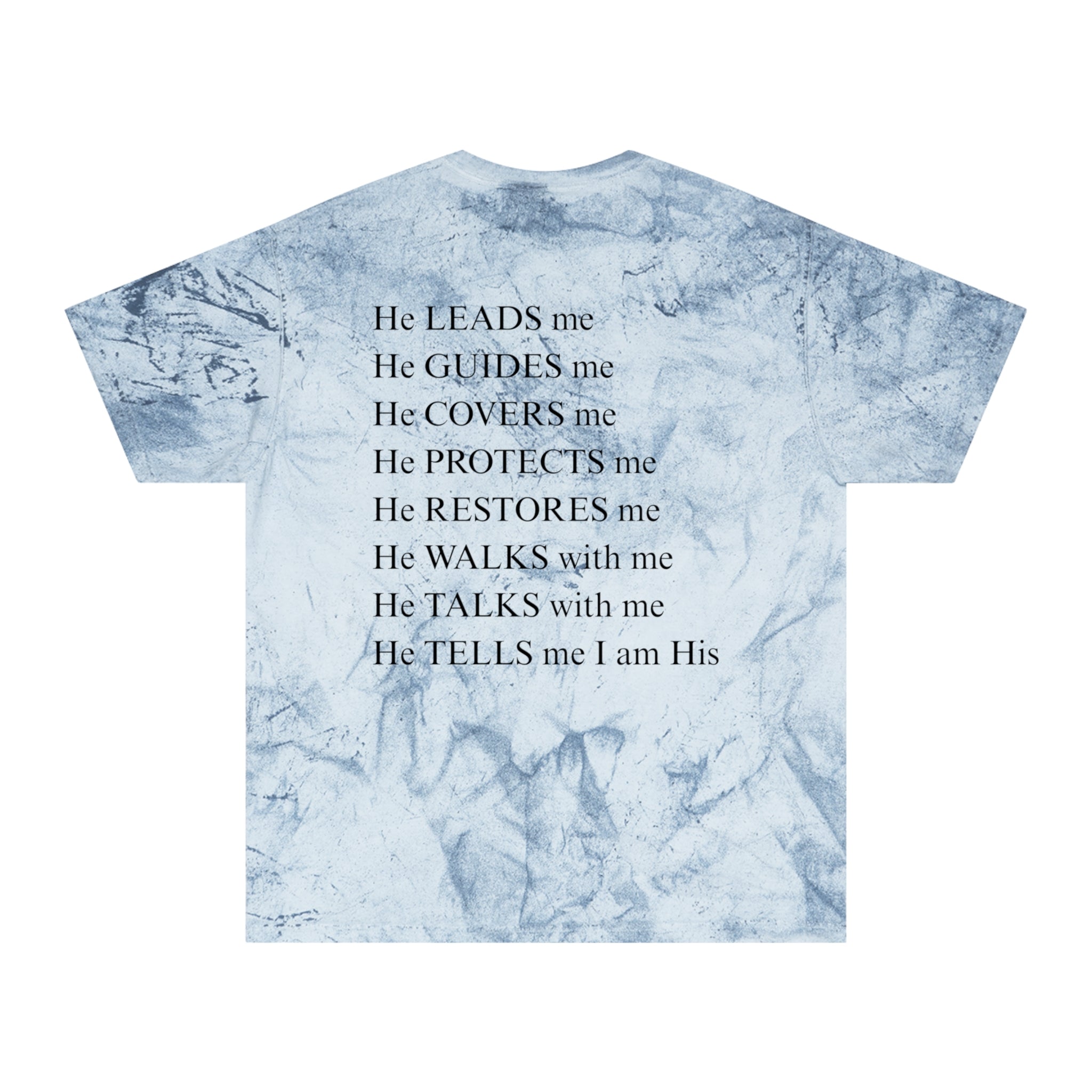 Christian Faith Tee — 'He Leads Me, He Guides Me' Tie-Dye T‑Shirt