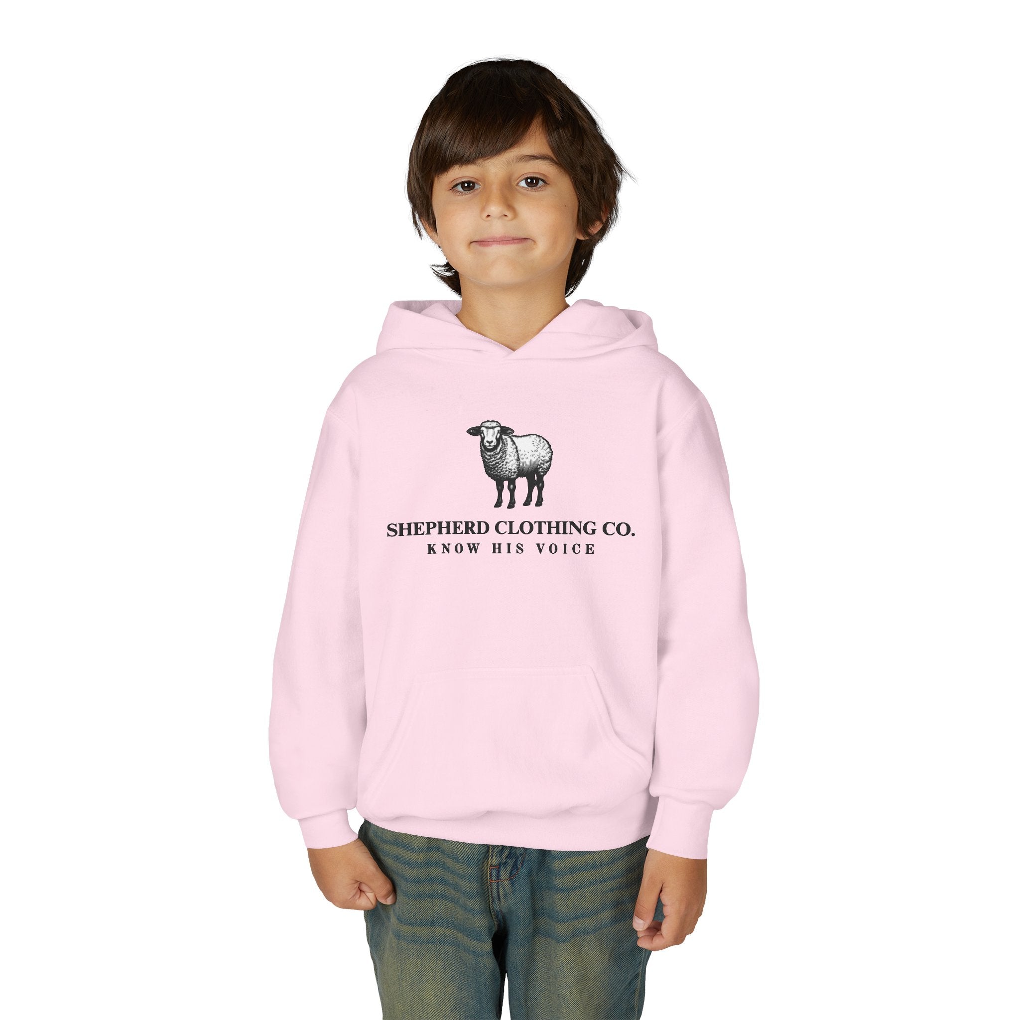 Youth Hoodie — Shepherd Clothing Co. 'Know His Voice' Lamb Graphic