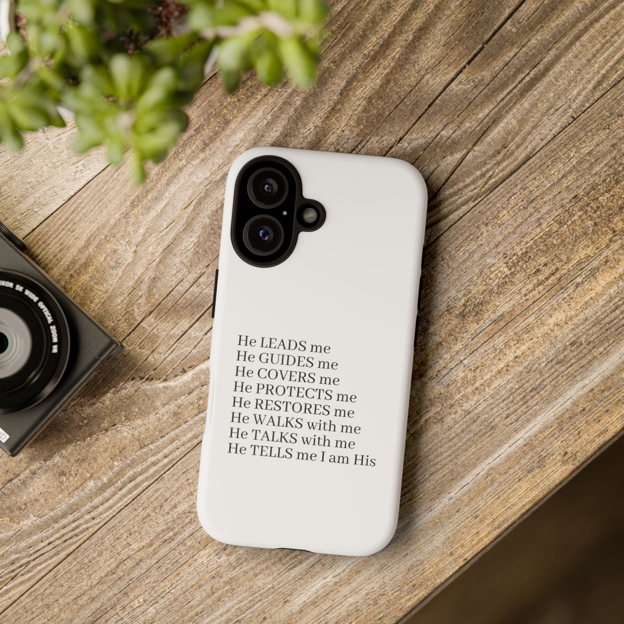 Christian Faith iPhone Case — "He Leads Me" Inspirational Phone Cover